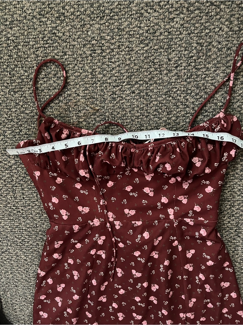 House of CB Burgundy Floral Maxi Dress with Side Slit - Picture 15 of 16